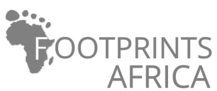 Footprints Africa logo using the outline of Africa in the shape of a footprint